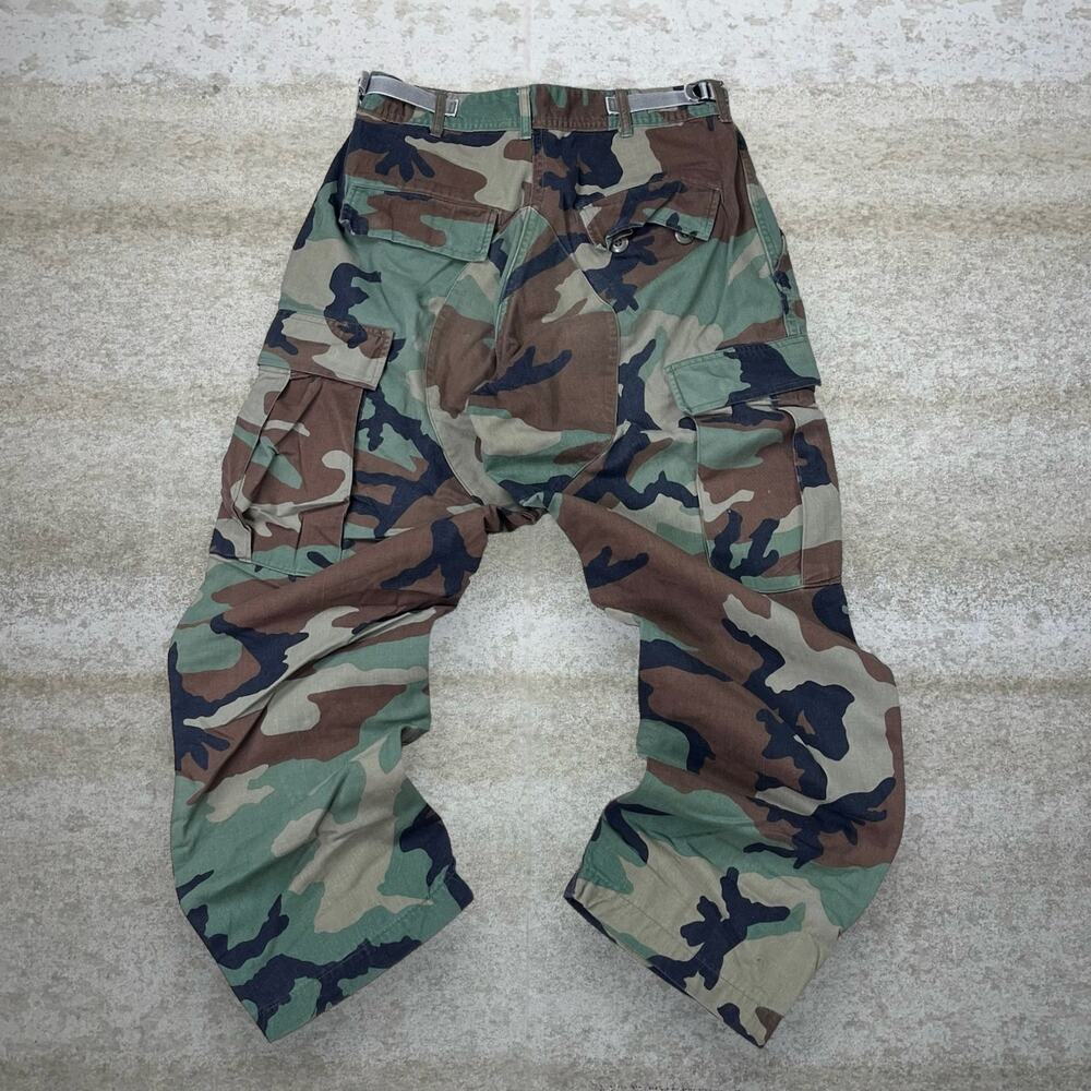 Vintage 90s Military Camo Tactical Pants 28x28 Baggy Wide Leg Fit Button Fly